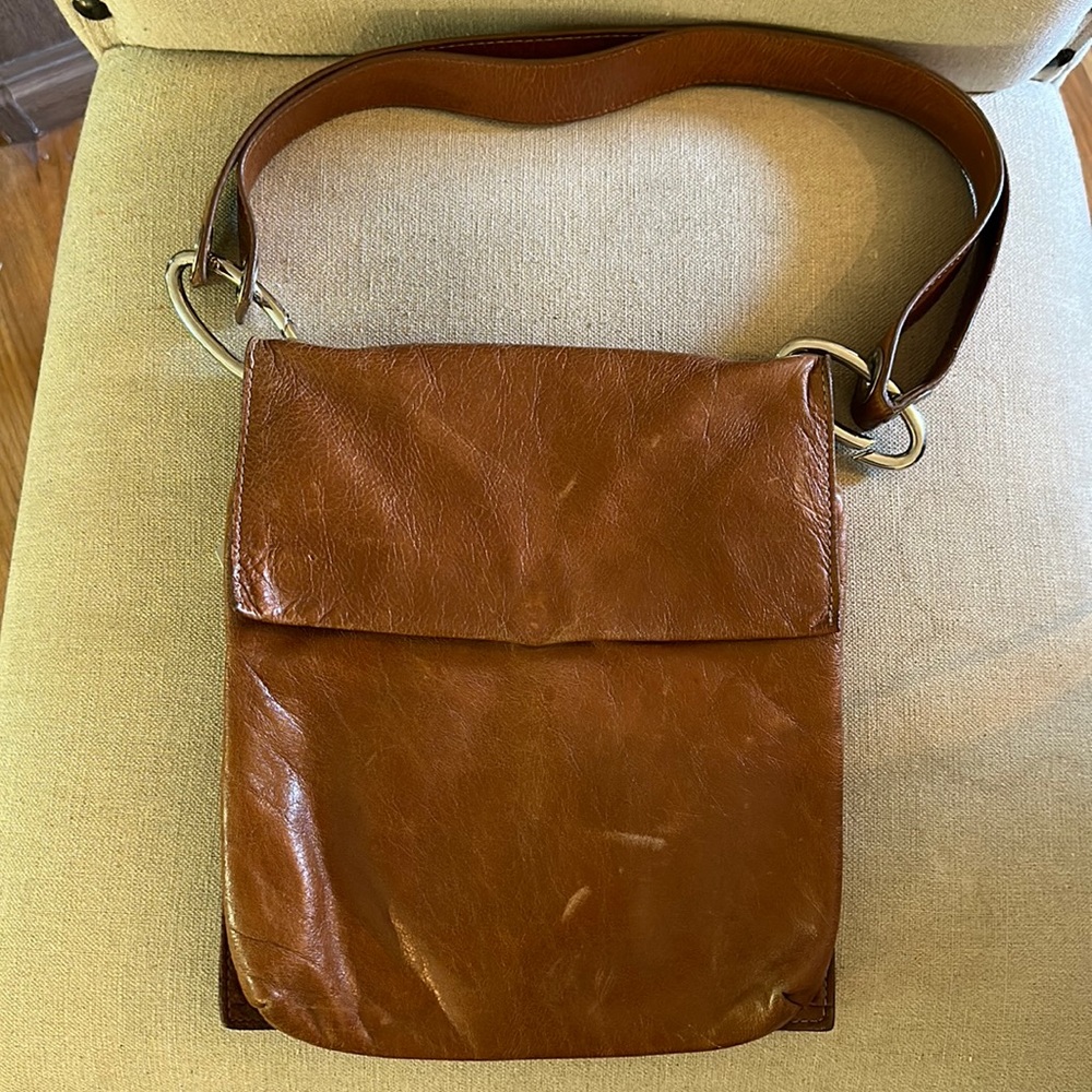 Prune Leather Low Profile Shoulder Bag Purse Brown One Size